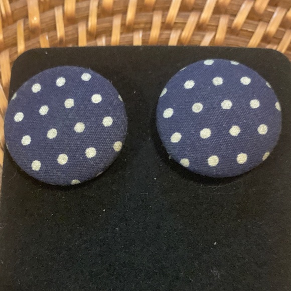 🐝 2 for $10🐝 Blue Polka Dot Earrings - Picture 3 of 4